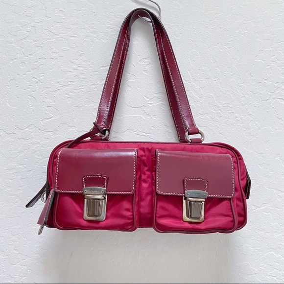 Prada Handbags - Prada Vintage Red Tessuto Tuc Handbag
